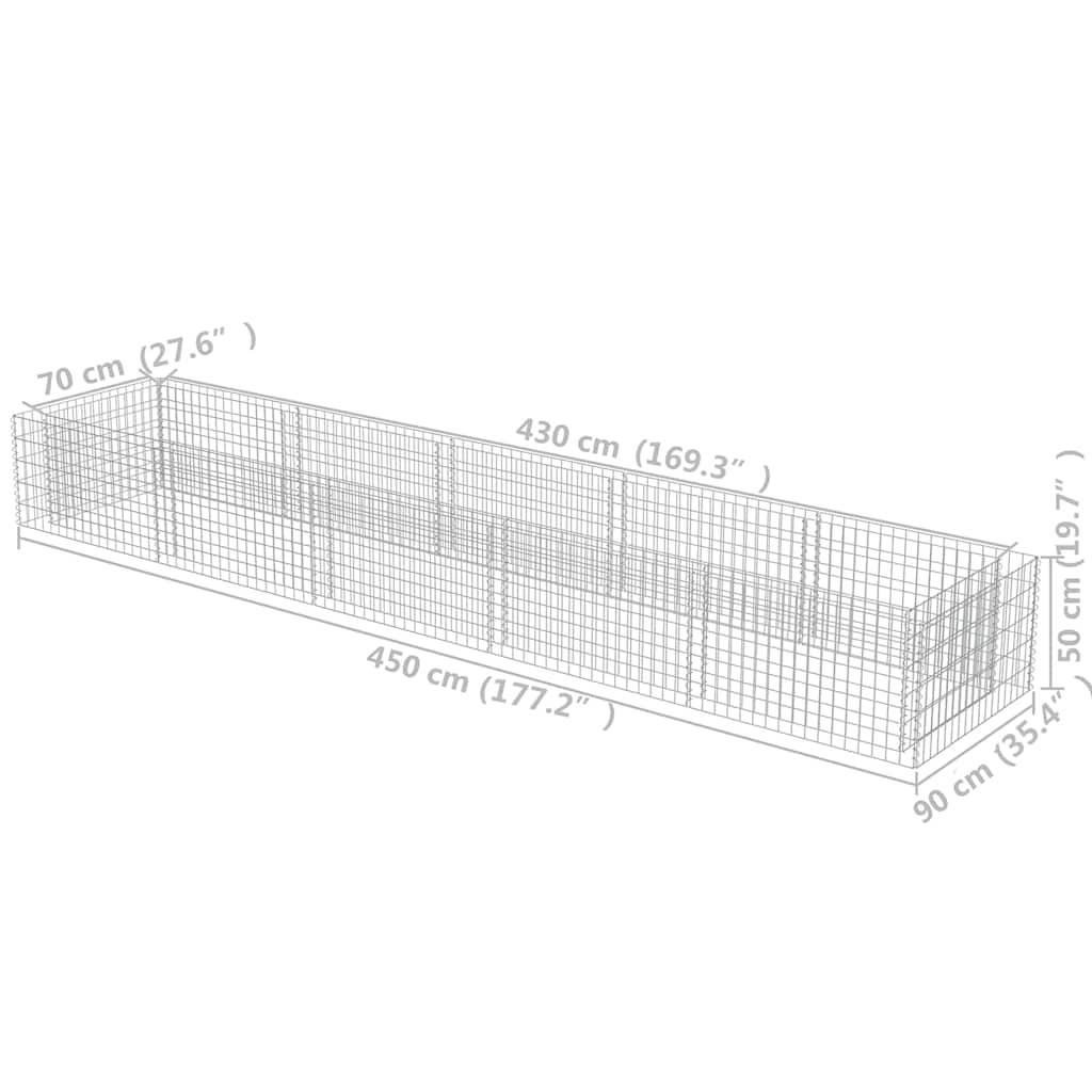 vidaXL Gabionen-Hochbeet Verzinkter Stahl 450×90×50 cm