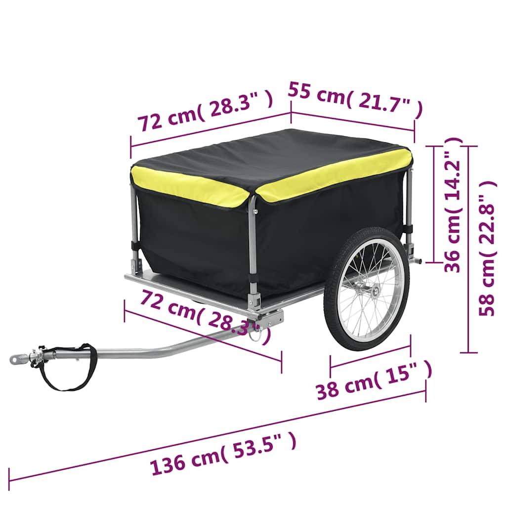 vidaXL Fahrradanhänger Schwarz und Gelb 65 kg