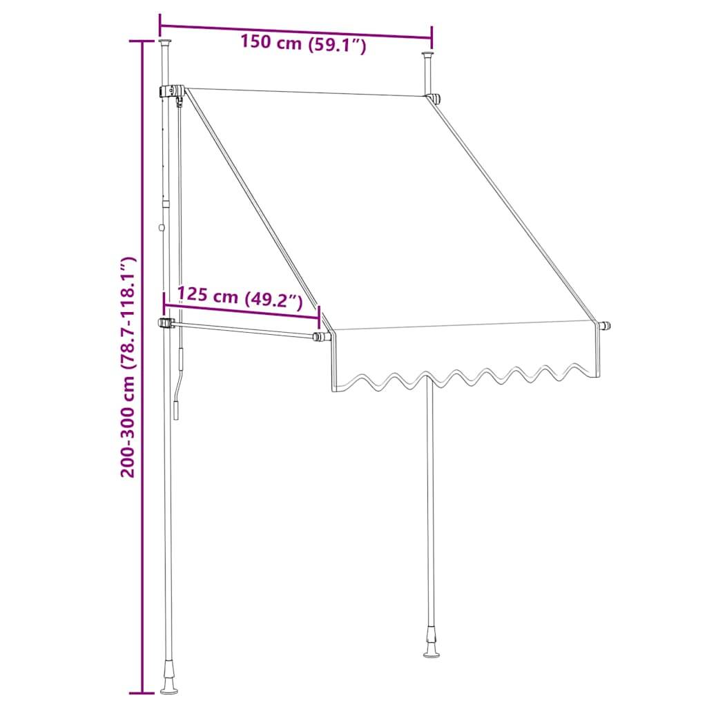 vidaXL Einziehbare Markise Handbetrieben 150 cm Cremeweiß