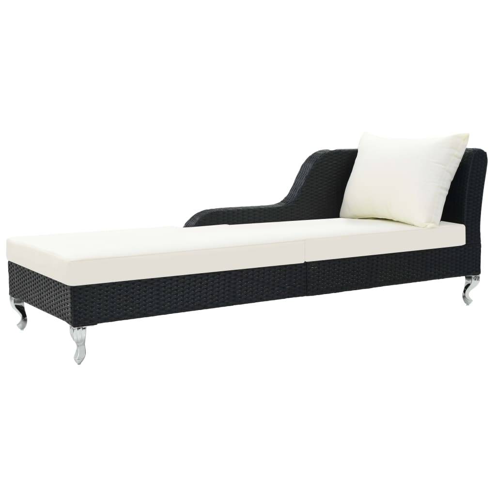 vidaXL Sonnenliege mit Auflage Poly Rattan Schwarz