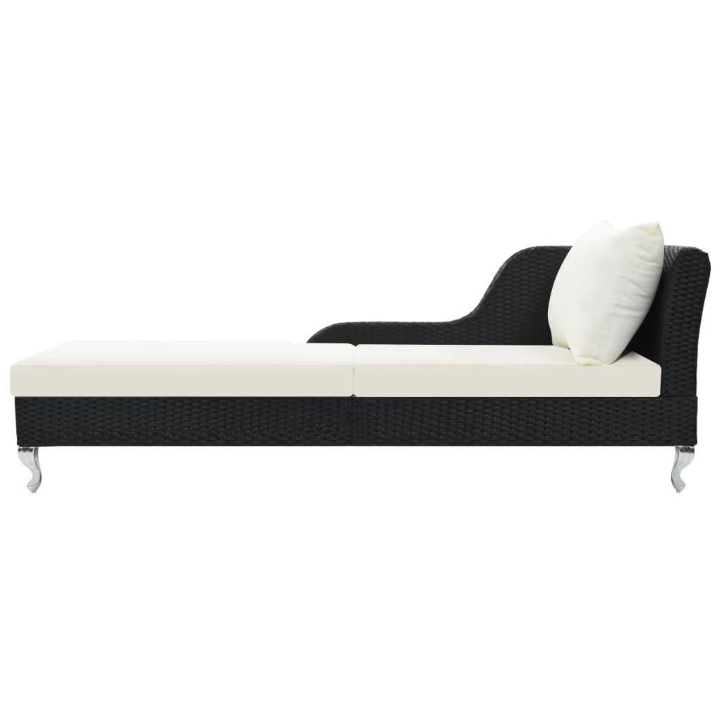 vidaXL Sonnenliege mit Auflage Poly Rattan Schwarz