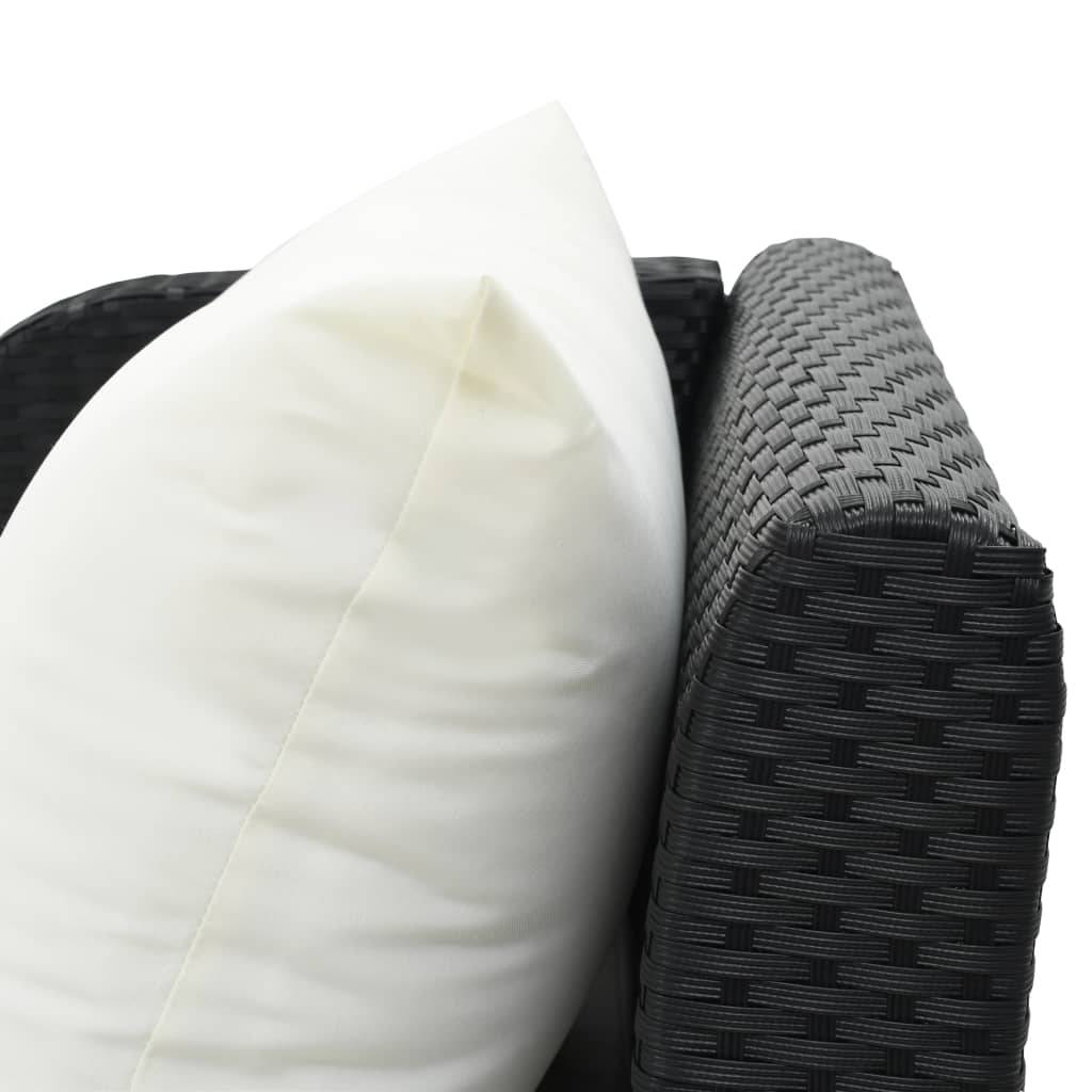 vidaXL Sonnenliege mit Auflage Poly Rattan Schwarz