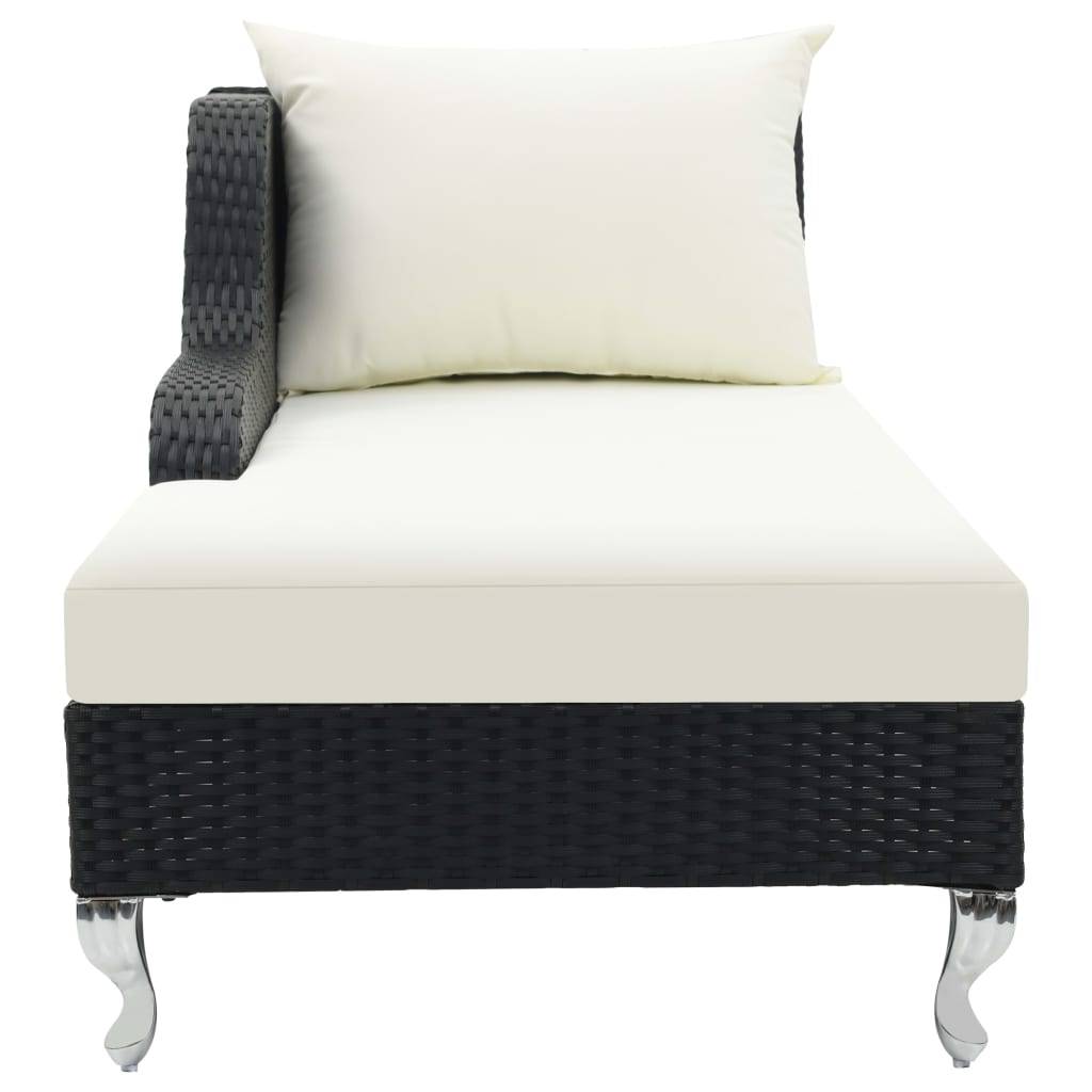 vidaXL Sonnenliege mit Auflage Poly Rattan Schwarz