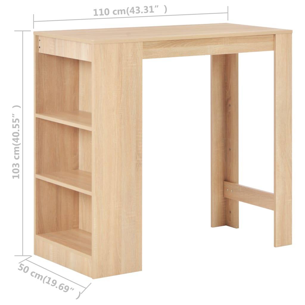vidaXL Bartisch mit Regal Eichenbraun 110x50x103 cm