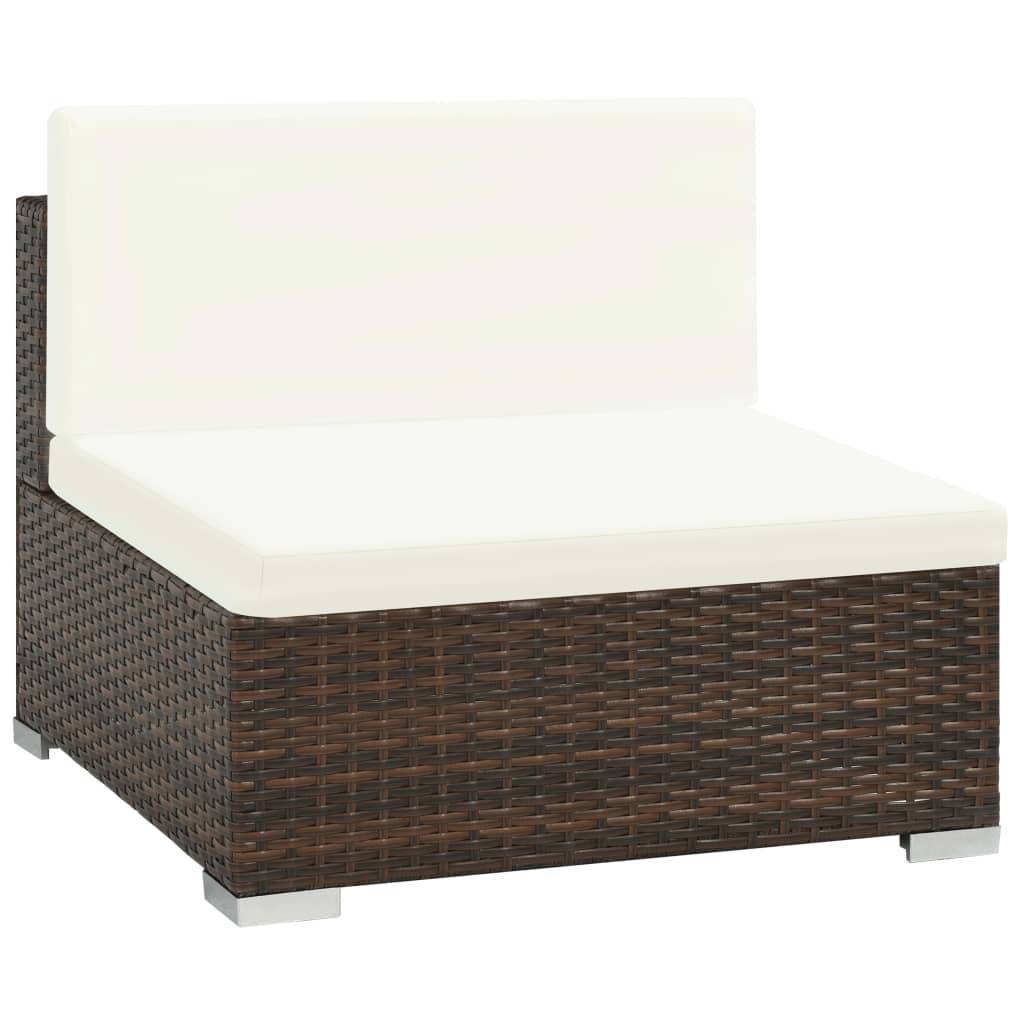 vidaXL 7-tlg. Garten-Lounge-Set mit Auflagen Poly Rattan Braun
