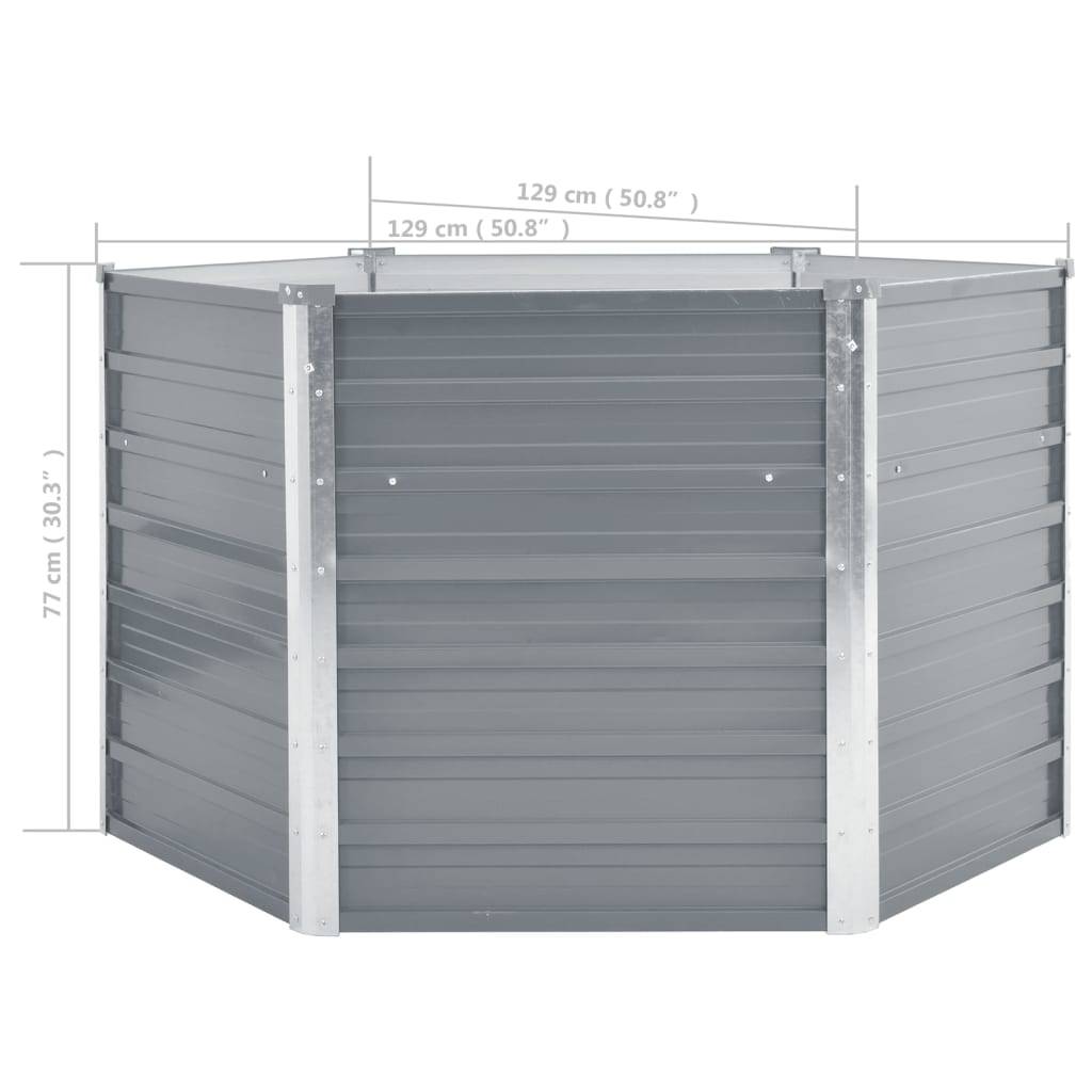 vidaXL Garten-Hochbeet Verzinkter Stahl 129x129x77 cm Grau