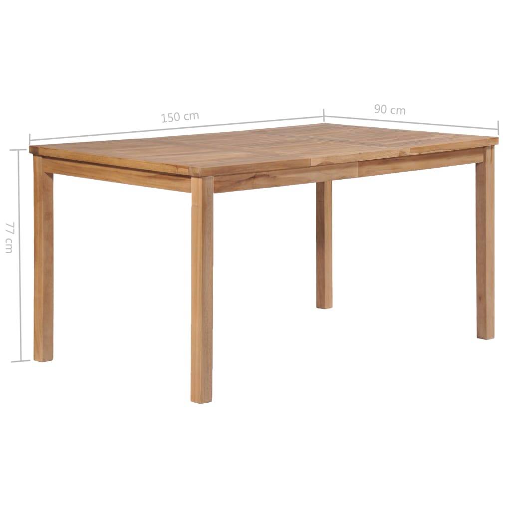 vidaXL Gartentisch 150x90x77 cm Massivholz Teak