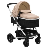 vidaXL 2-in-1 Buggy/Kinderwagen Taupe und Schwarz Aluminium vidaXL 2-in-1 Buggy/Kinderwagen Taupe und Schwarz Aluminium