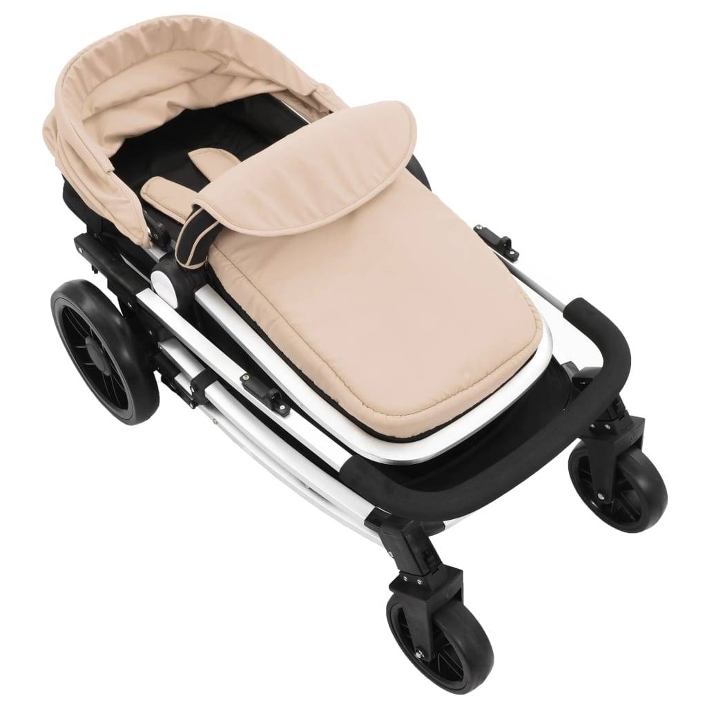 vidaXL 2-in-1 Buggy/Kinderwagen Taupe und Schwarz Aluminium