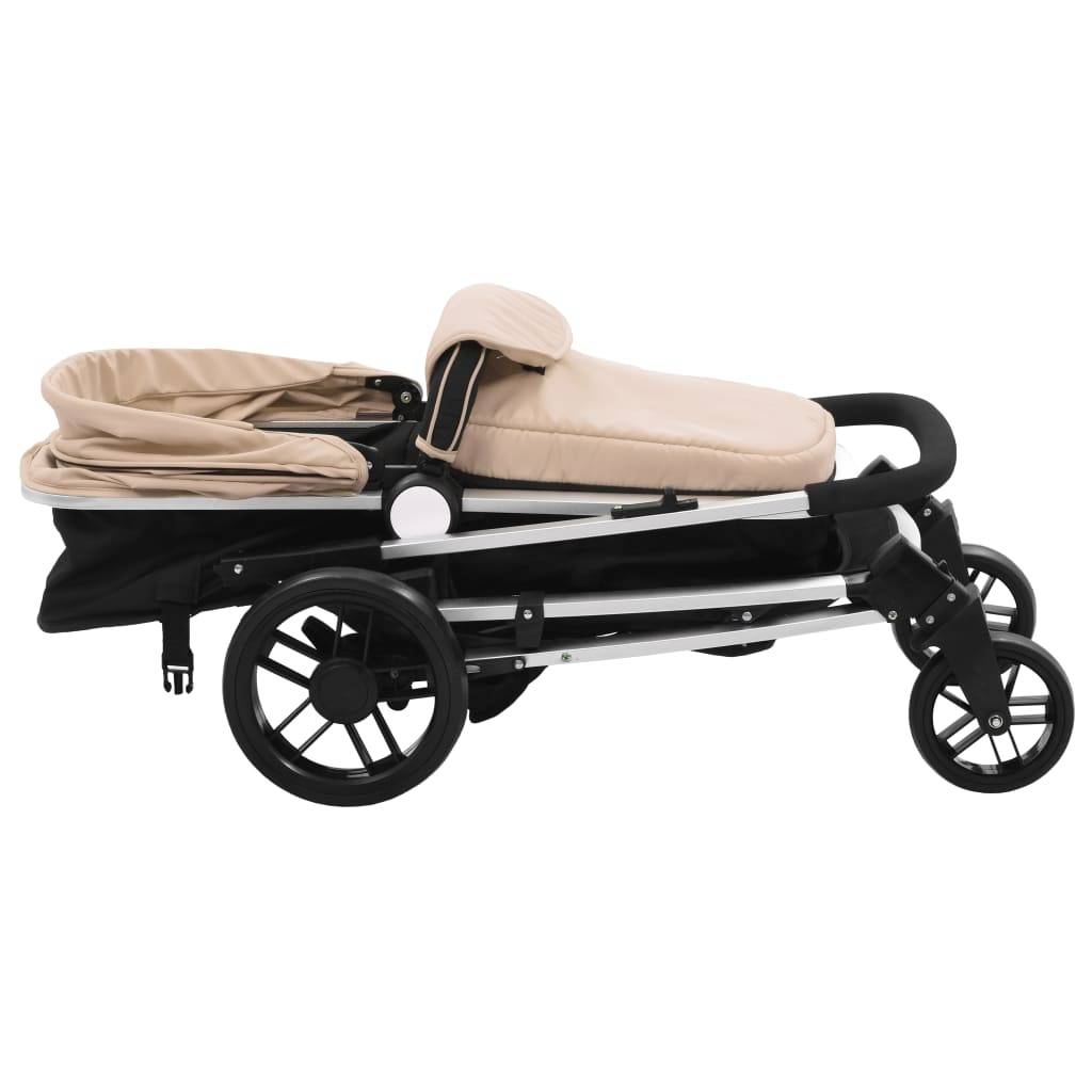 vidaXL 2-in-1 Buggy/Kinderwagen Taupe und Schwarz Aluminium