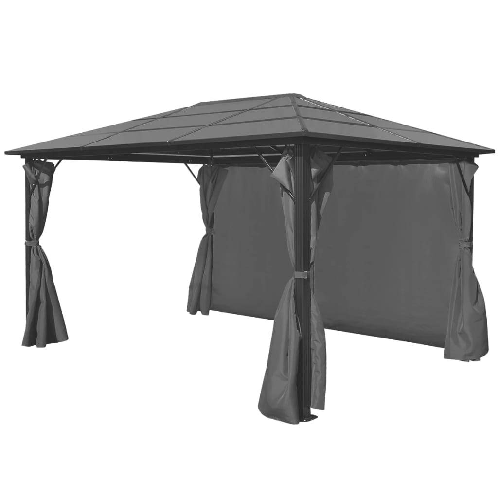 vidaXL Pavillon mit Vorhängen Anthrazit Aluminium 400 x 300 cm