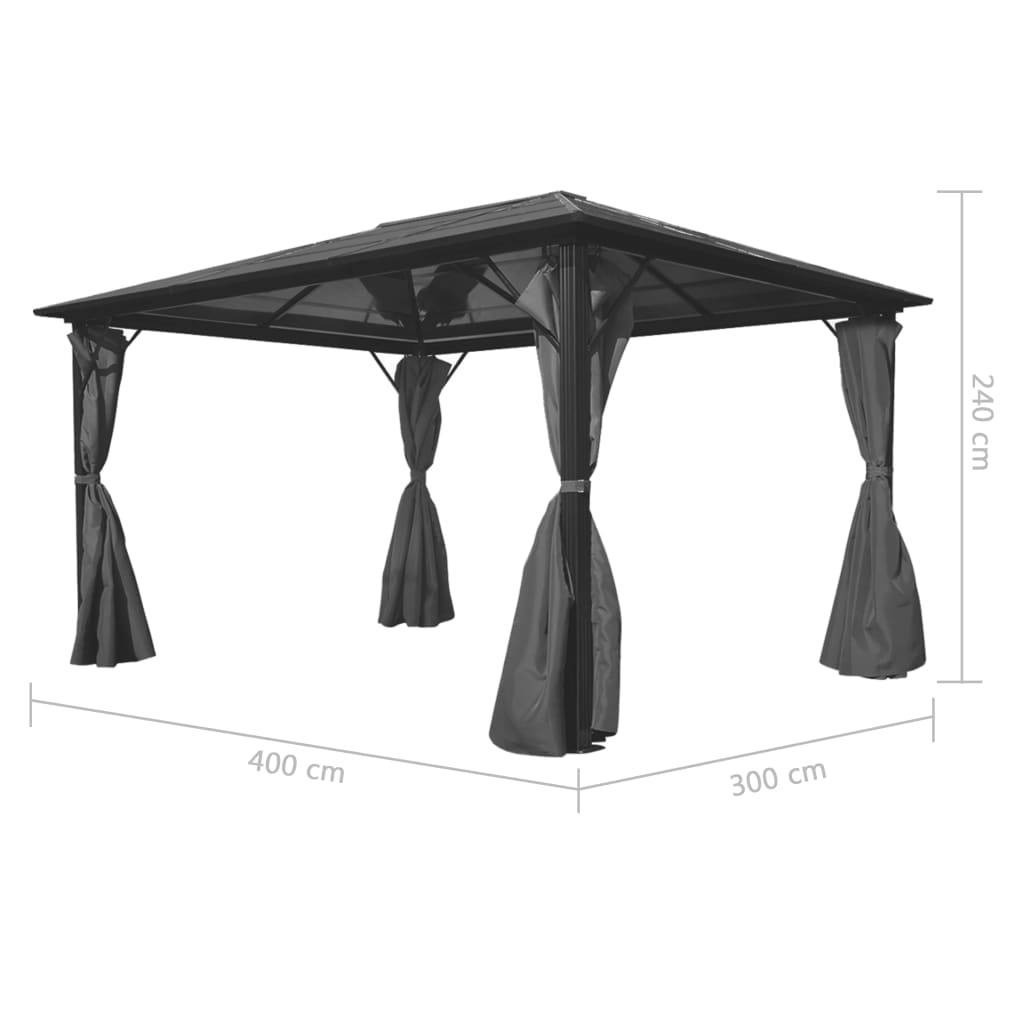 vidaXL Pavillon mit Vorhängen Anthrazit Aluminium 400 x 300 cm