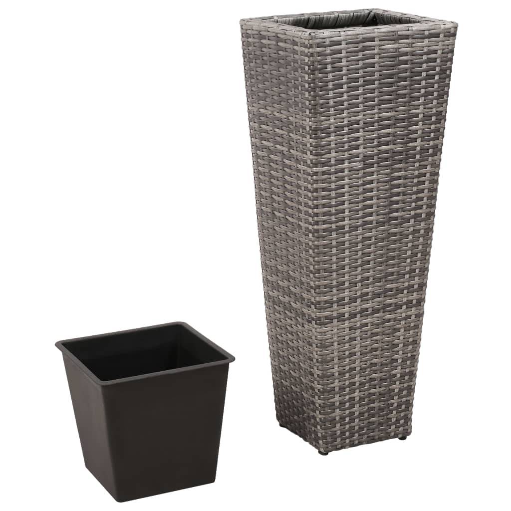 vidaXL Garten-Hochbeet 3-tlg. Poly Rattan Grau