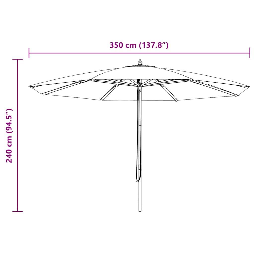 vidaXL Sonnenschirm mit Holzmast 350 cm Burgunderrot