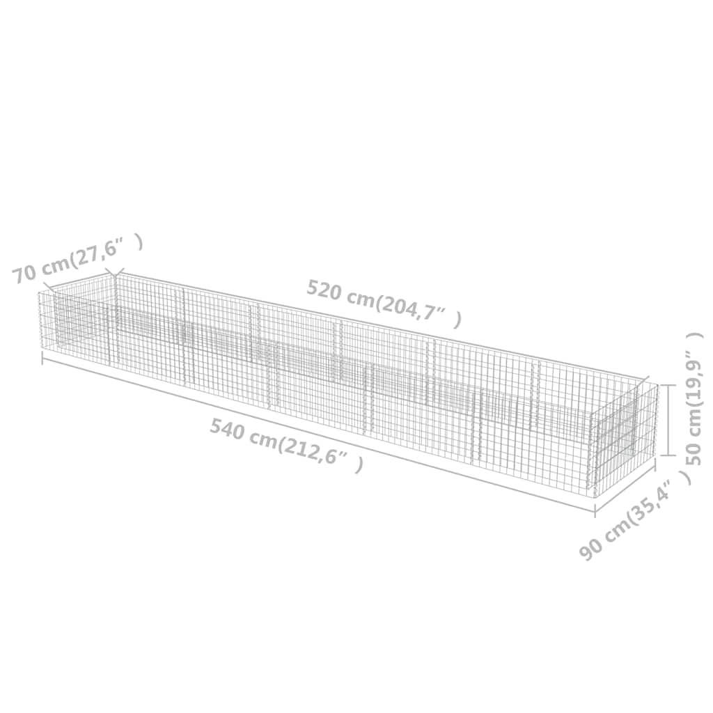 vidaXL Gabionen-Hochbeet Verzinkter Stahl 540×90×50 cm