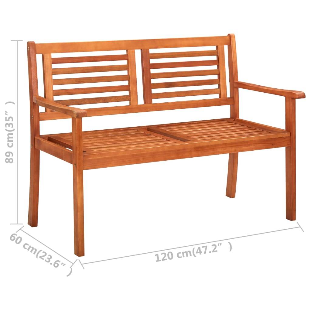 vidaXL Gartenbank 2-Sitzer 120 cm Massivholz Eukalyptus