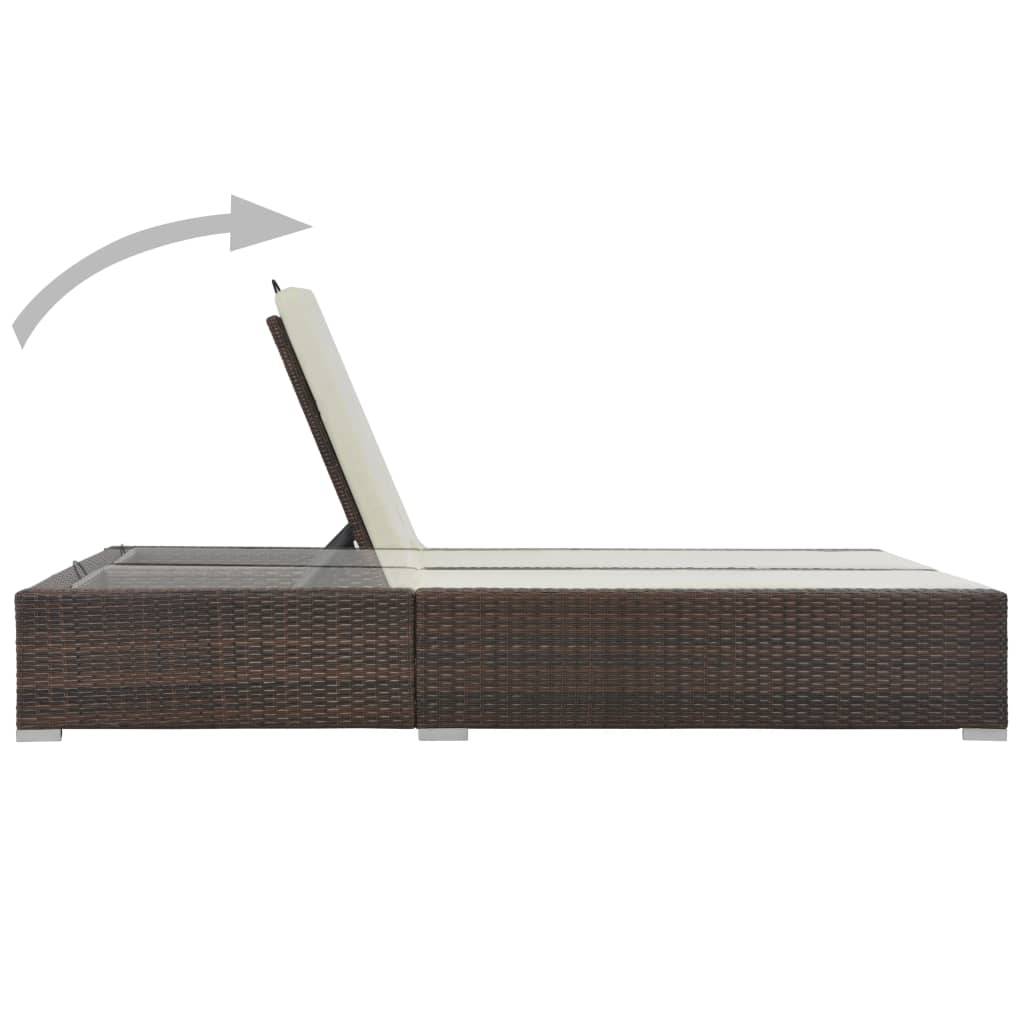 vidaXL Doppel-Sonnenliege Poly Rattan Braun