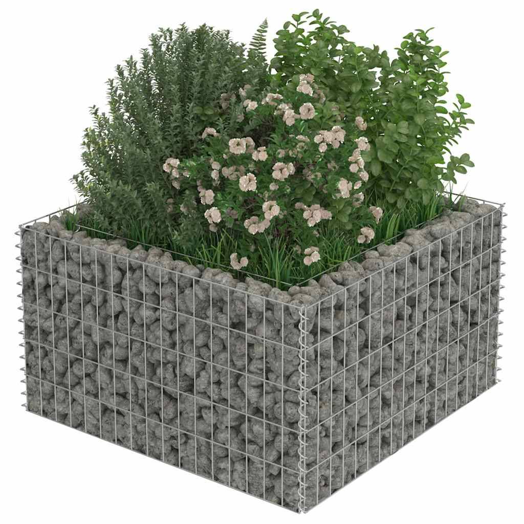 vidaXL Gabionen-Hochbeet Verzinkter Stahl 90×90×50 cm