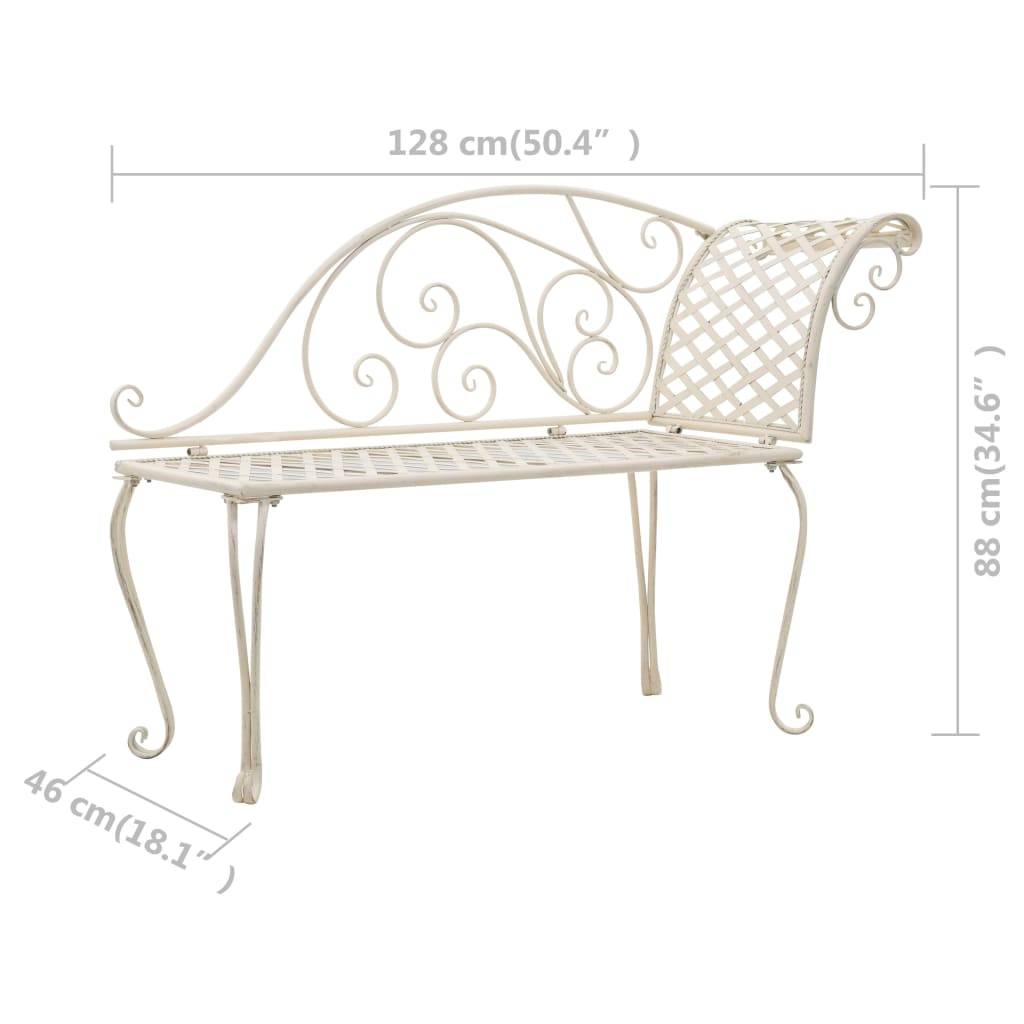 vidaXL Garten-Chaiselongue 128 cm Metall Antik Weiß