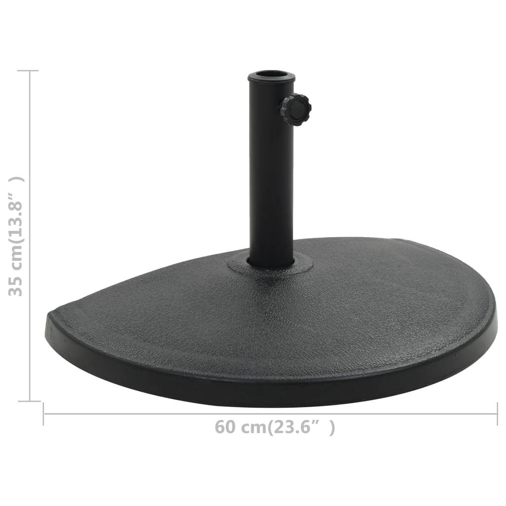 vidaXL Sonnenschirmfuß Halbrund 15 kg Schwarz Polyharz