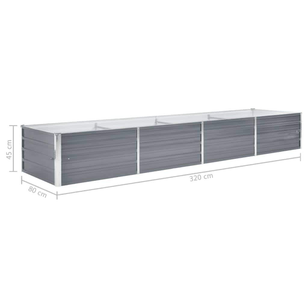vidaXL Garten-Hochbeet Verzinkter Stahl 320x80x45 cm Grau