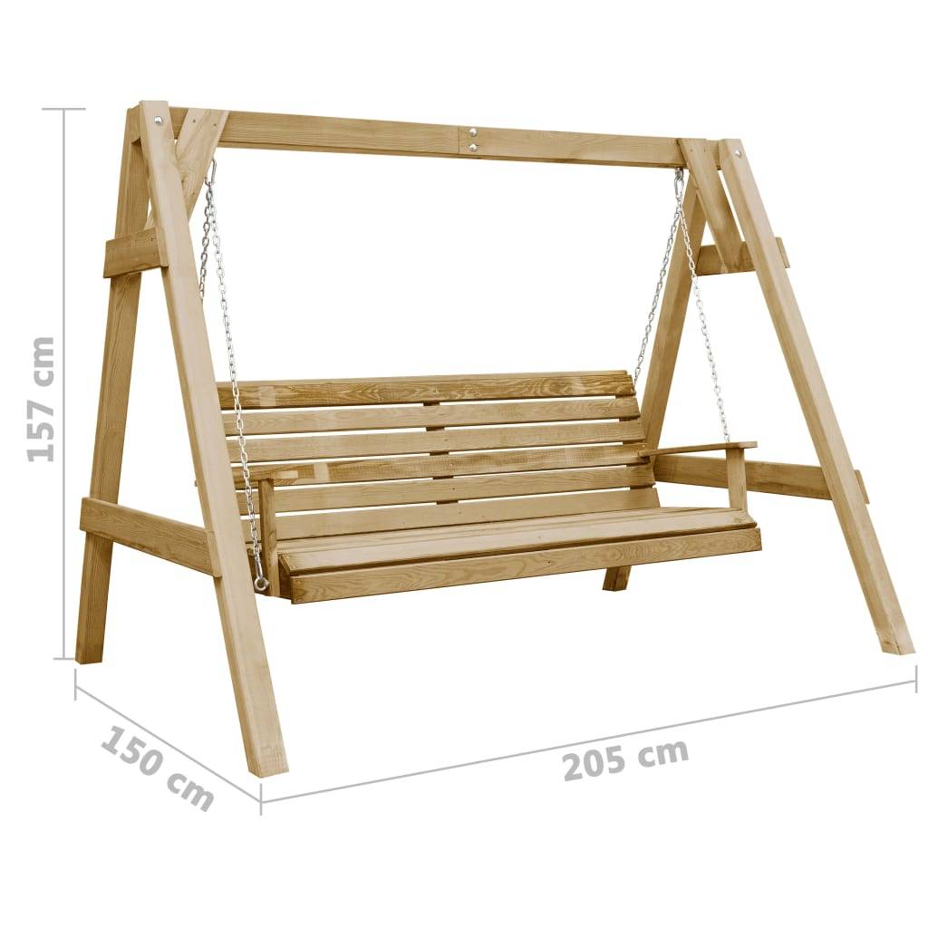 vidaXL Schaukelbank Imprägniertes Kiefernholz 205x150x157 cm