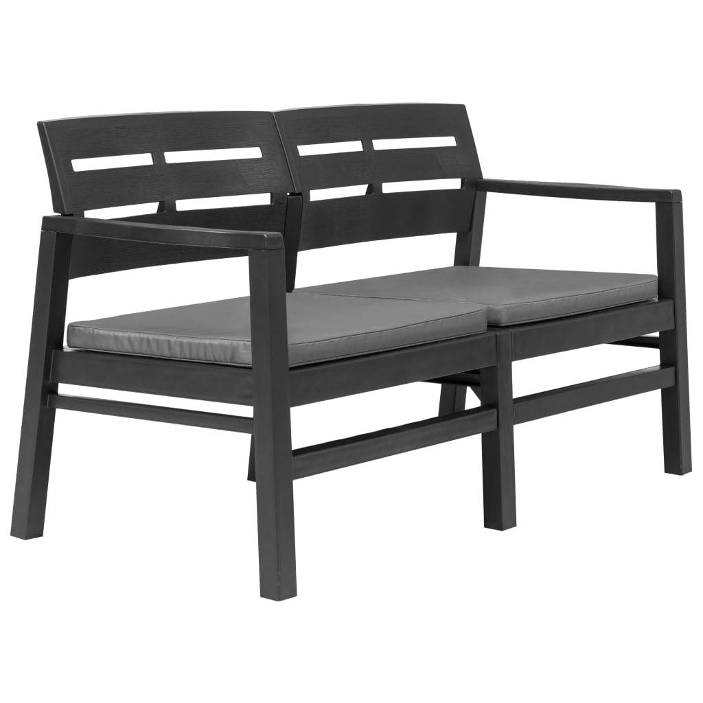 vidaXL 2-Sitzer-Gartenbank mit Kissen Anthrazit 133 cm Kunststoff