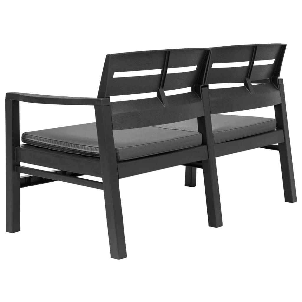 vidaXL 2-Sitzer-Gartenbank mit Kissen Anthrazit 133 cm Kunststoff