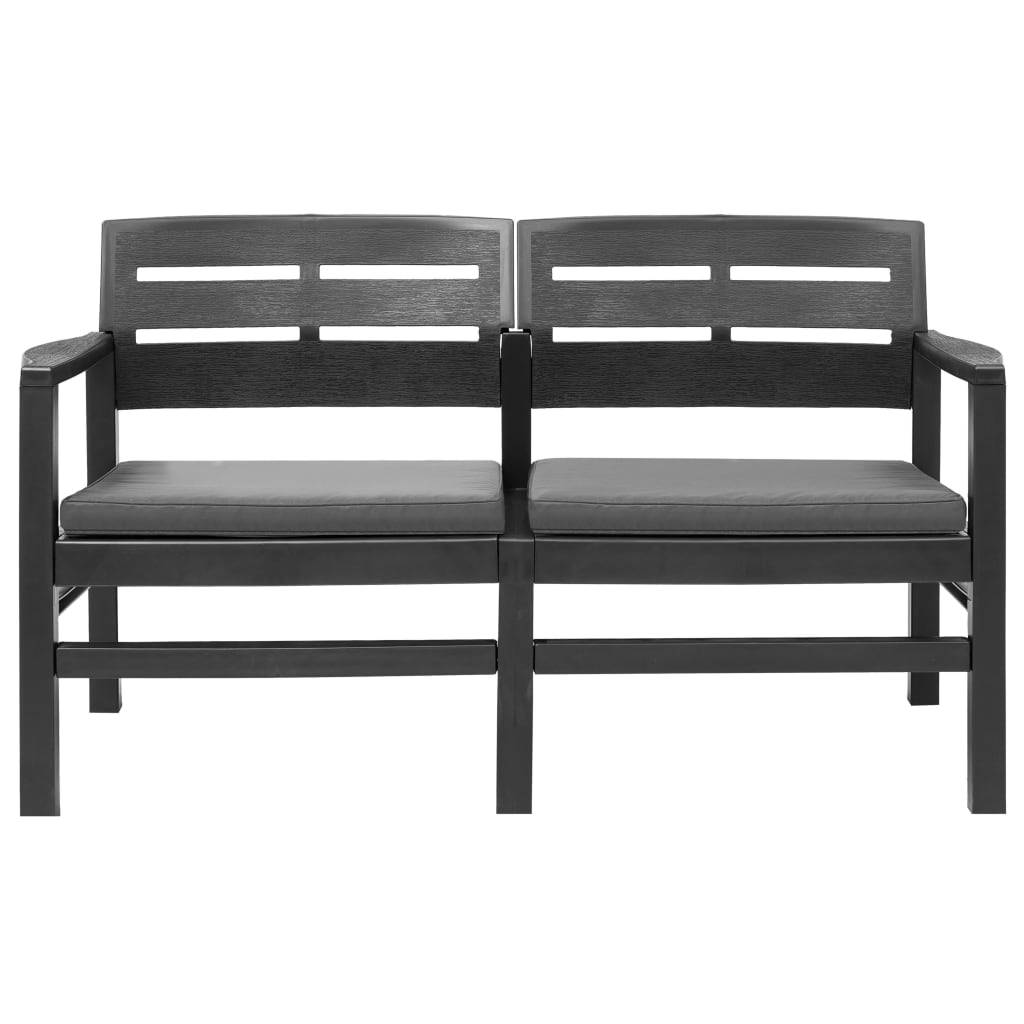 vidaXL 2-Sitzer-Gartenbank mit Kissen Anthrazit 133 cm Kunststoff