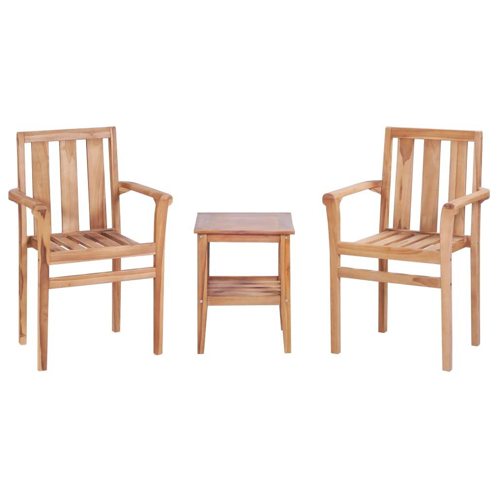 vidaXL 3-tlg. Bistro-Set Teak Massivholz