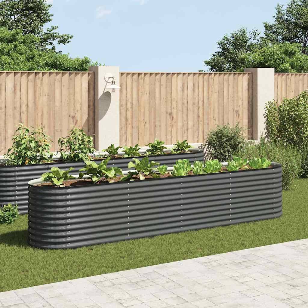 vidaXL Garten-Hochbeet 400 x 80 x 81 cm Verzinkter Stahl Grau