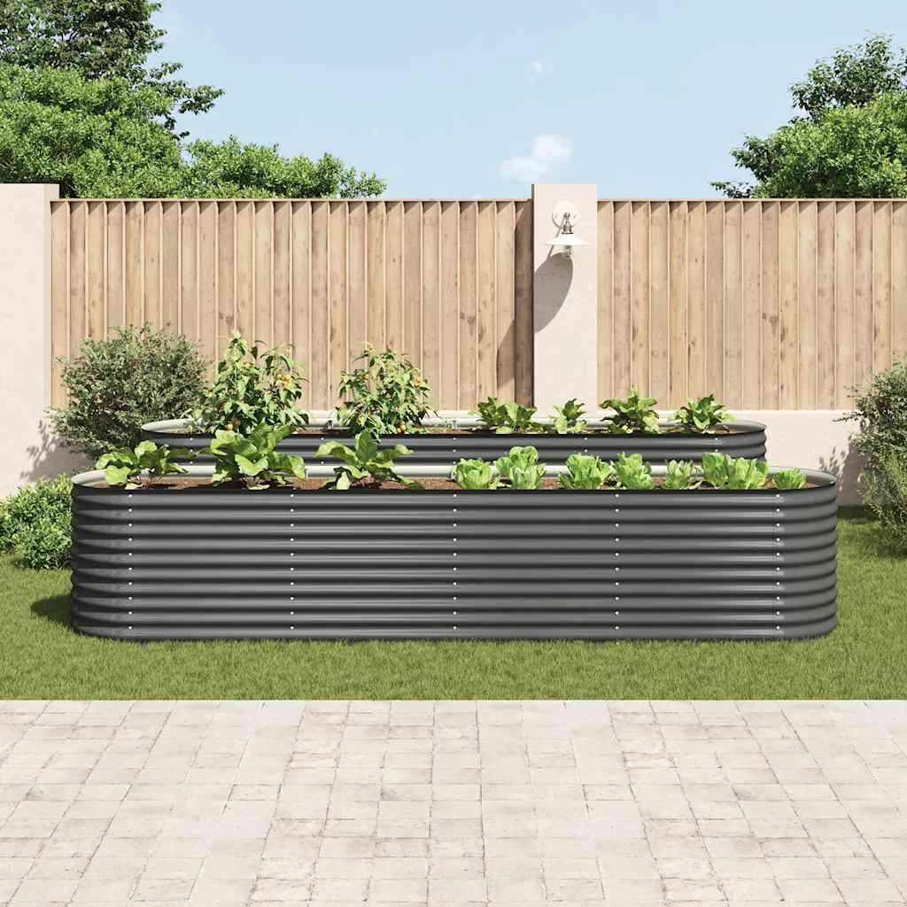 vidaXL Garten-Hochbeet 400 x 80 x 81 cm Verzinkter Stahl Grau