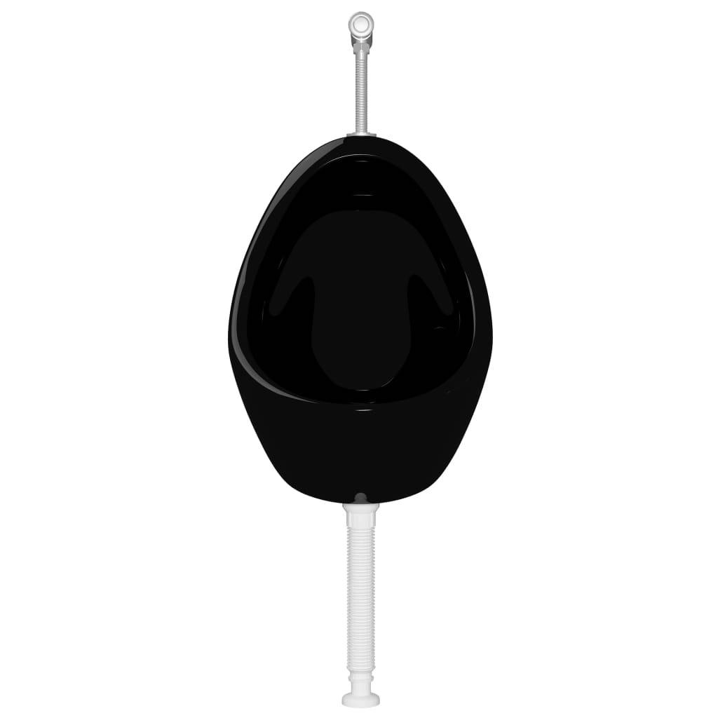 vidaXL Wandurinal mit Spülventil Keramik Schwarz