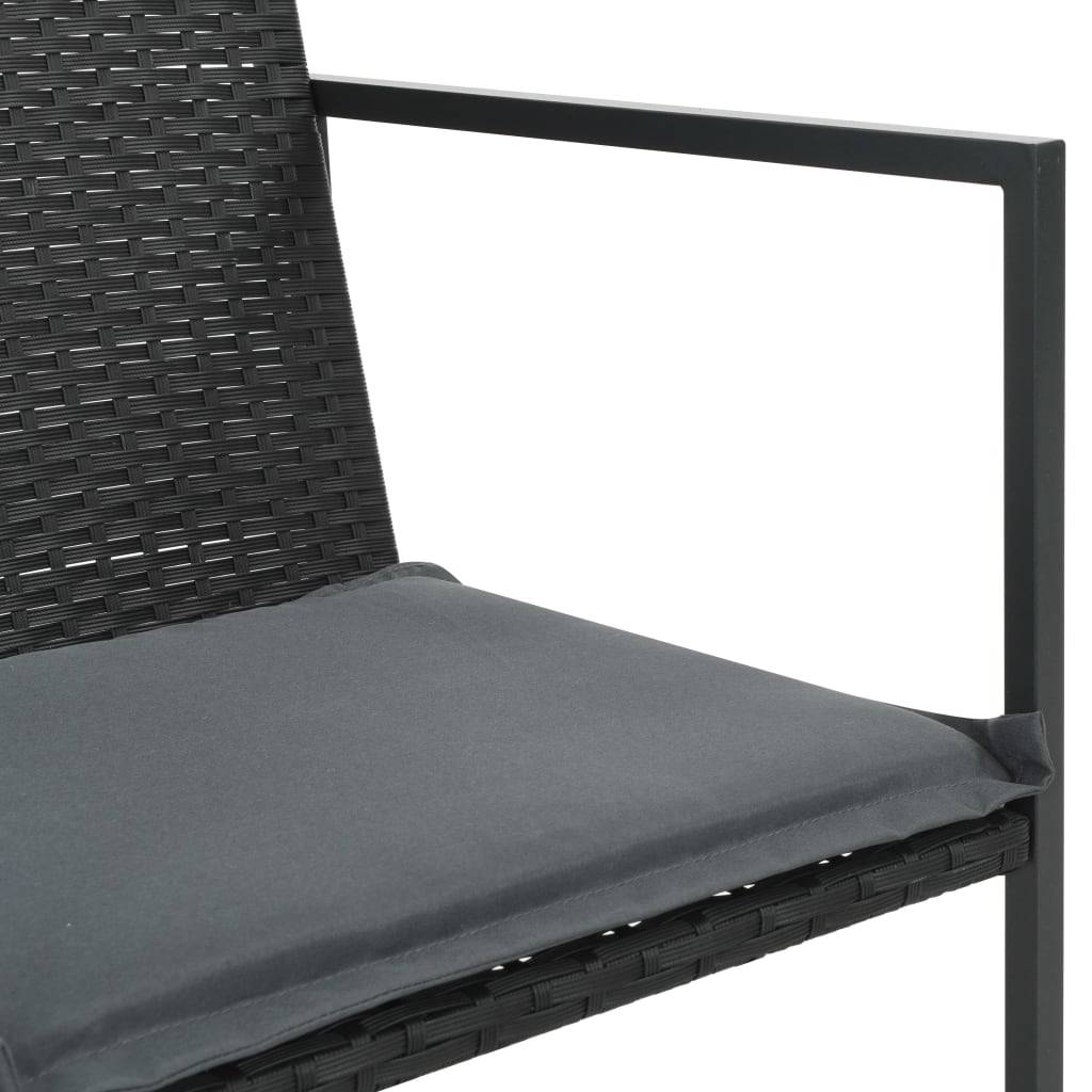 vidaXL 7-tlg. Garten-Essgruppe mit Auflagen Poly Rattan Schwarz