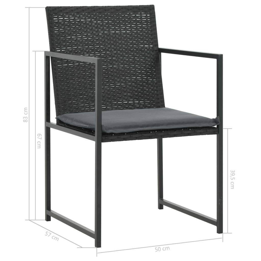 vidaXL 7-tlg. Garten-Essgruppe mit Auflagen Poly Rattan Schwarz