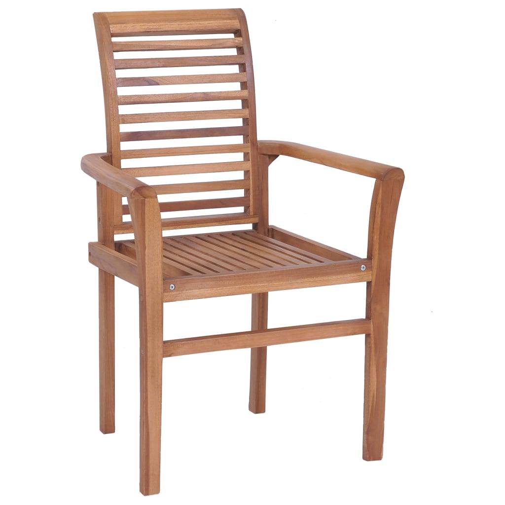 vidaXL Essstühle 4 Stk. mit Grünen Kissen Massivholz Teak