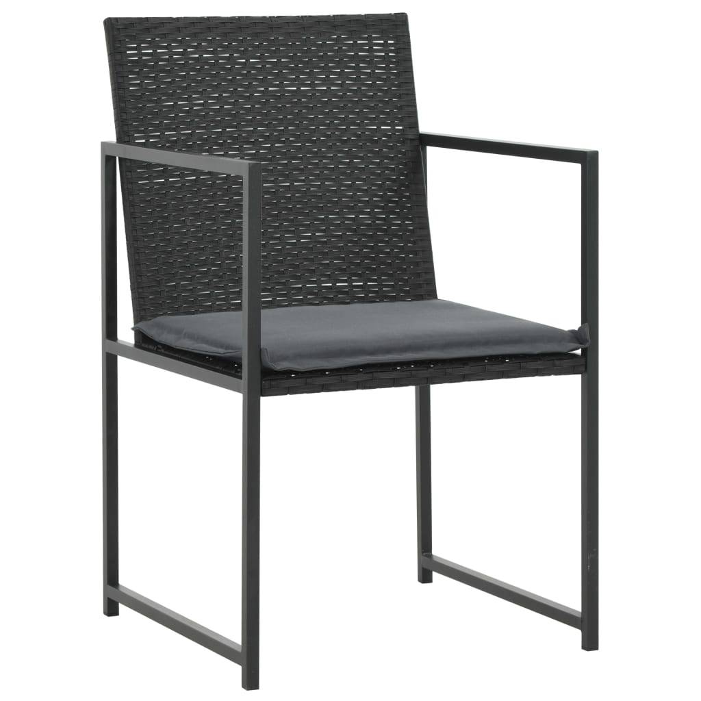vidaXL 7-tlg. Garten-Essgruppe mit Auflagen Poly Rattan Schwarz