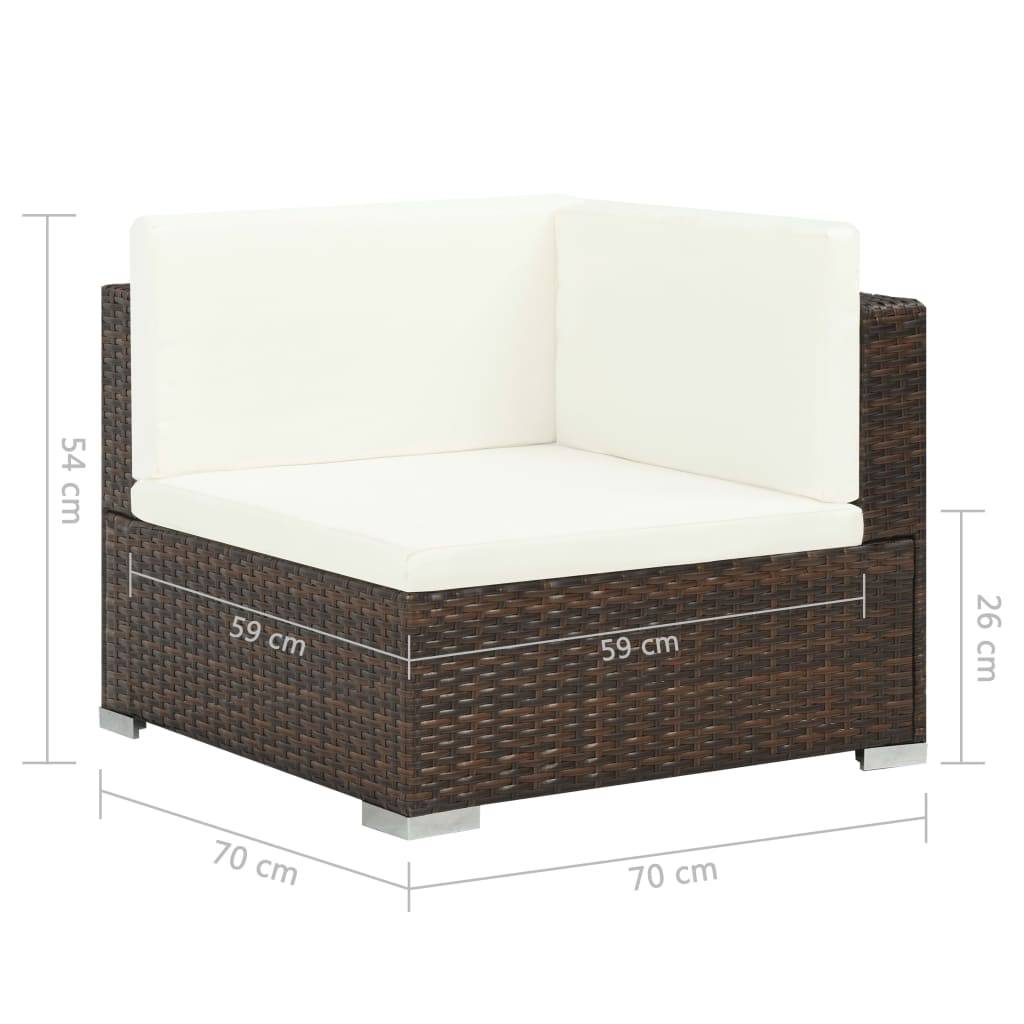 vidaXL 7-tlg. Garten-Lounge-Set mit Auflagen Poly Rattan Braun