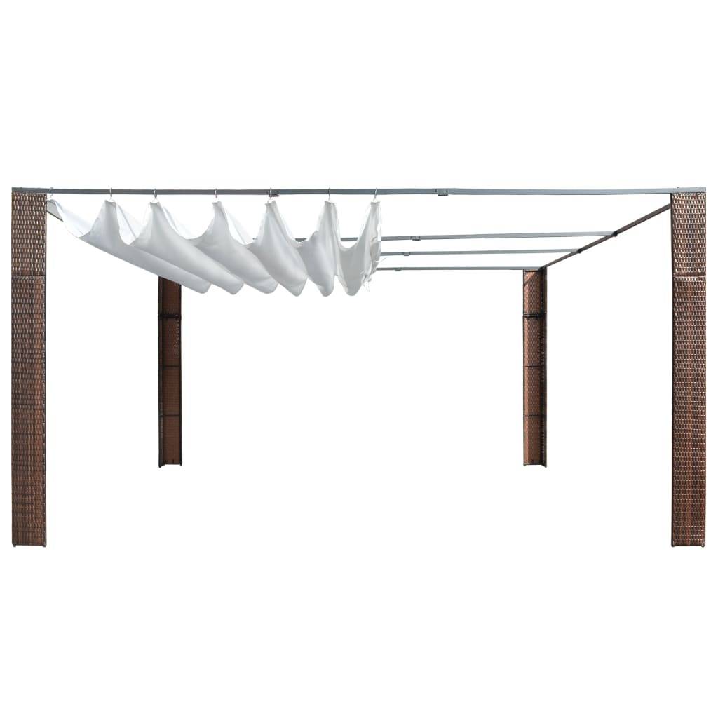 vidaXL Pavillon mit Dach Poly Rattan 400x400x200 cm Braun und Creme
