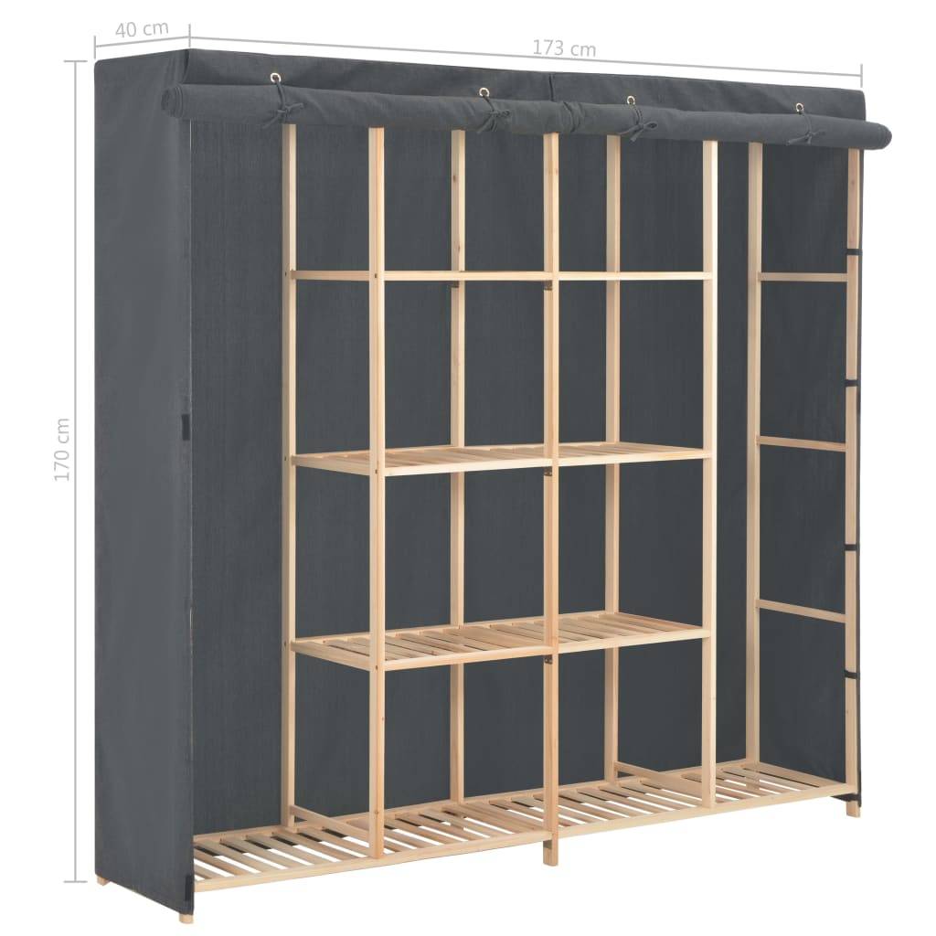 vidaXL Kleiderschrank Grau 173 x 40 x 170 cm Stoff