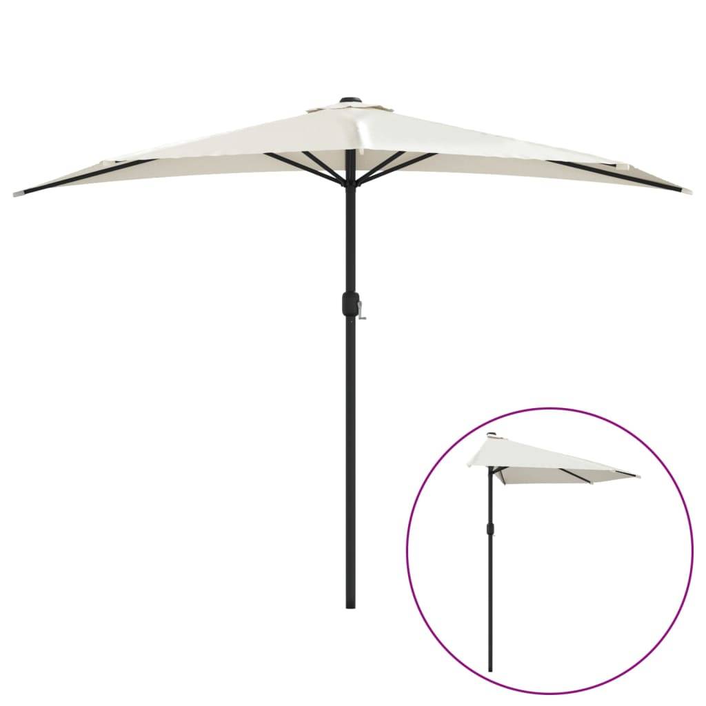 vidaXL Balkon-Sonnenschirm mit Alu-Mast Sandfarben 300x155 cm Halbrund