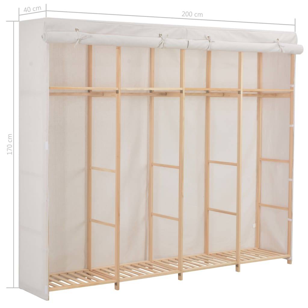 vidaXL Kleiderschrank Weiß 200 x 40 x 170 cm Stoff