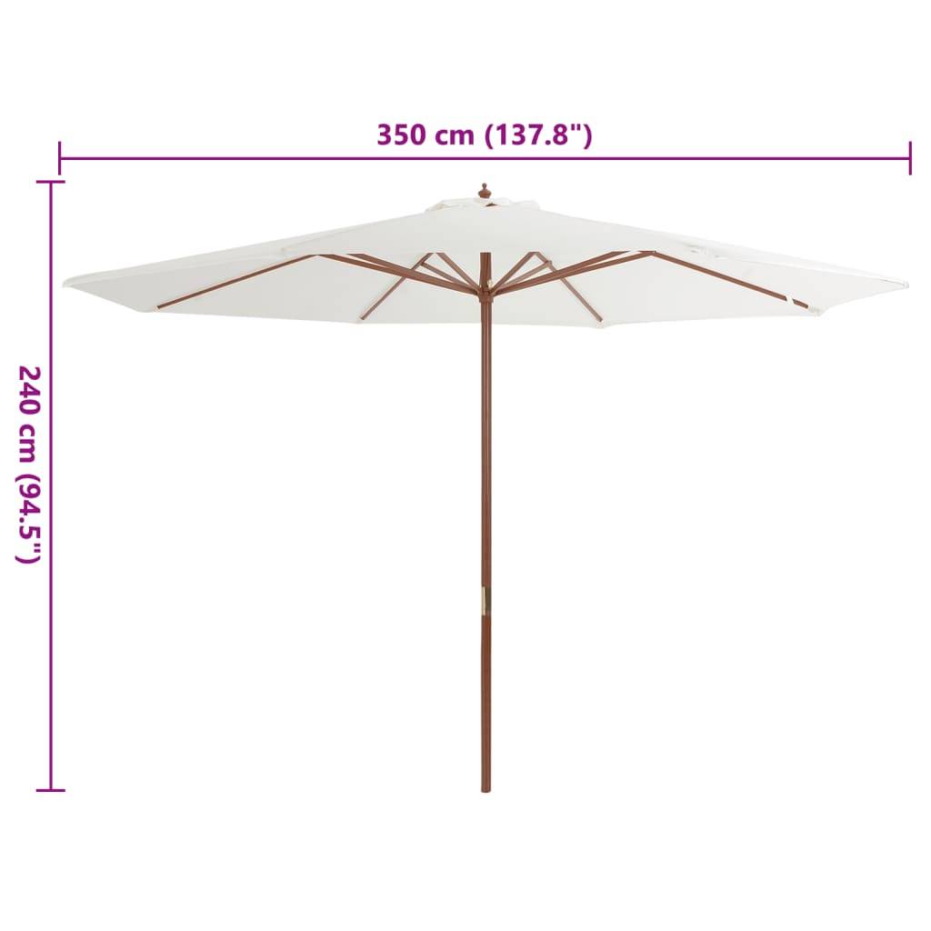 vidaXL Sonnenschirm mit Holzmast 350 cm Sandweiß