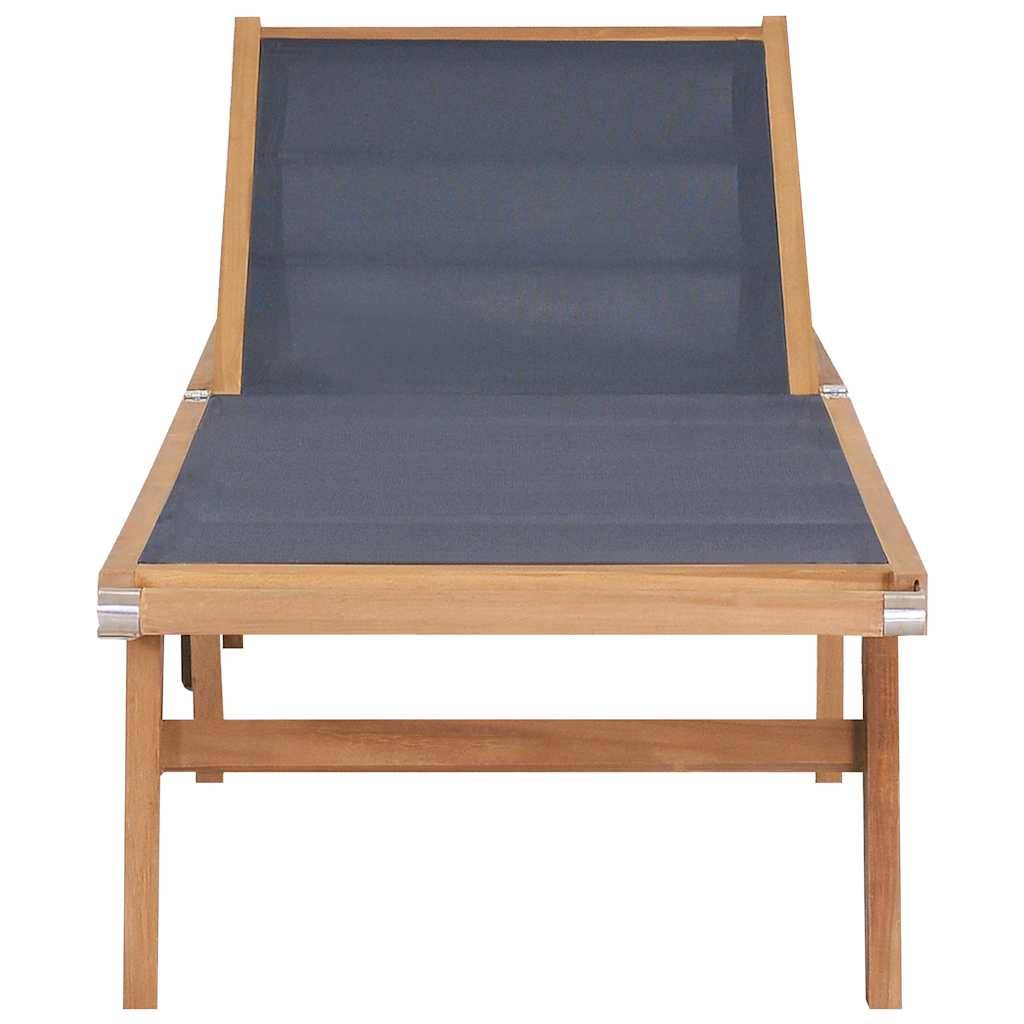 vidaXL Sonnenliege Klappbar mit Rädern Teak Massivholz und Textilene