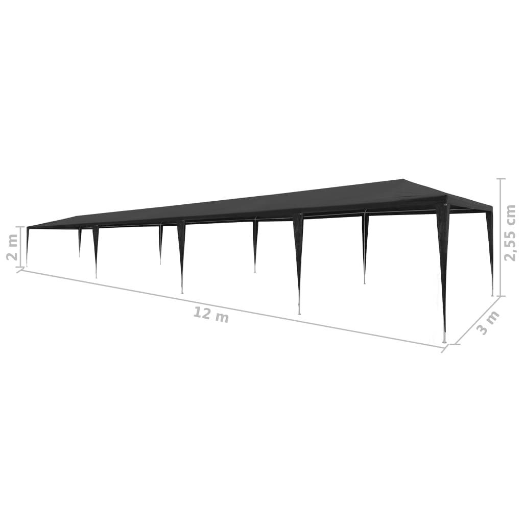 vidaXL Partyzelt 3x12 m PE Anthrazit