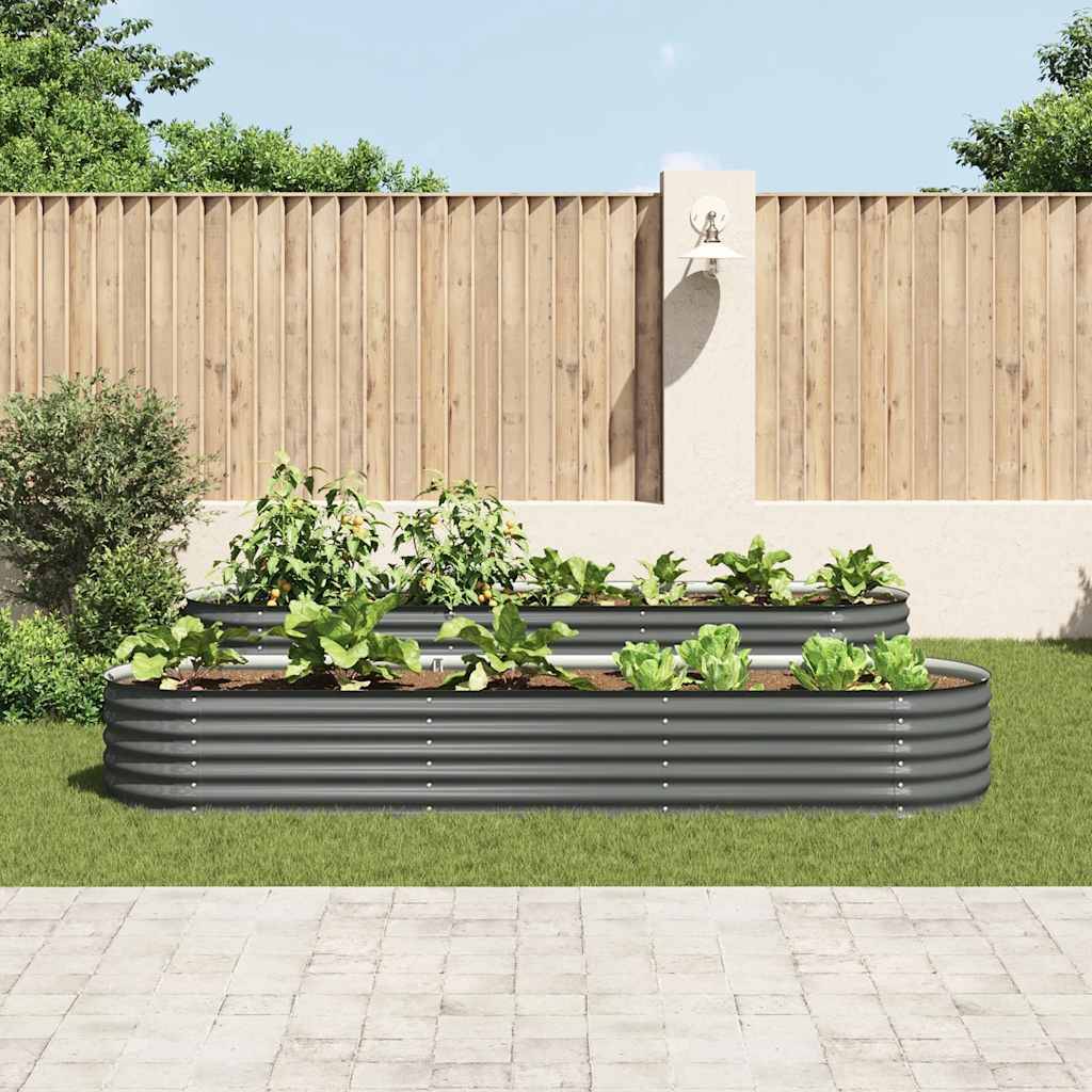 vidaXL Garten-Hochbeet 320x80x44 cm Verzinkter Stahl Grau