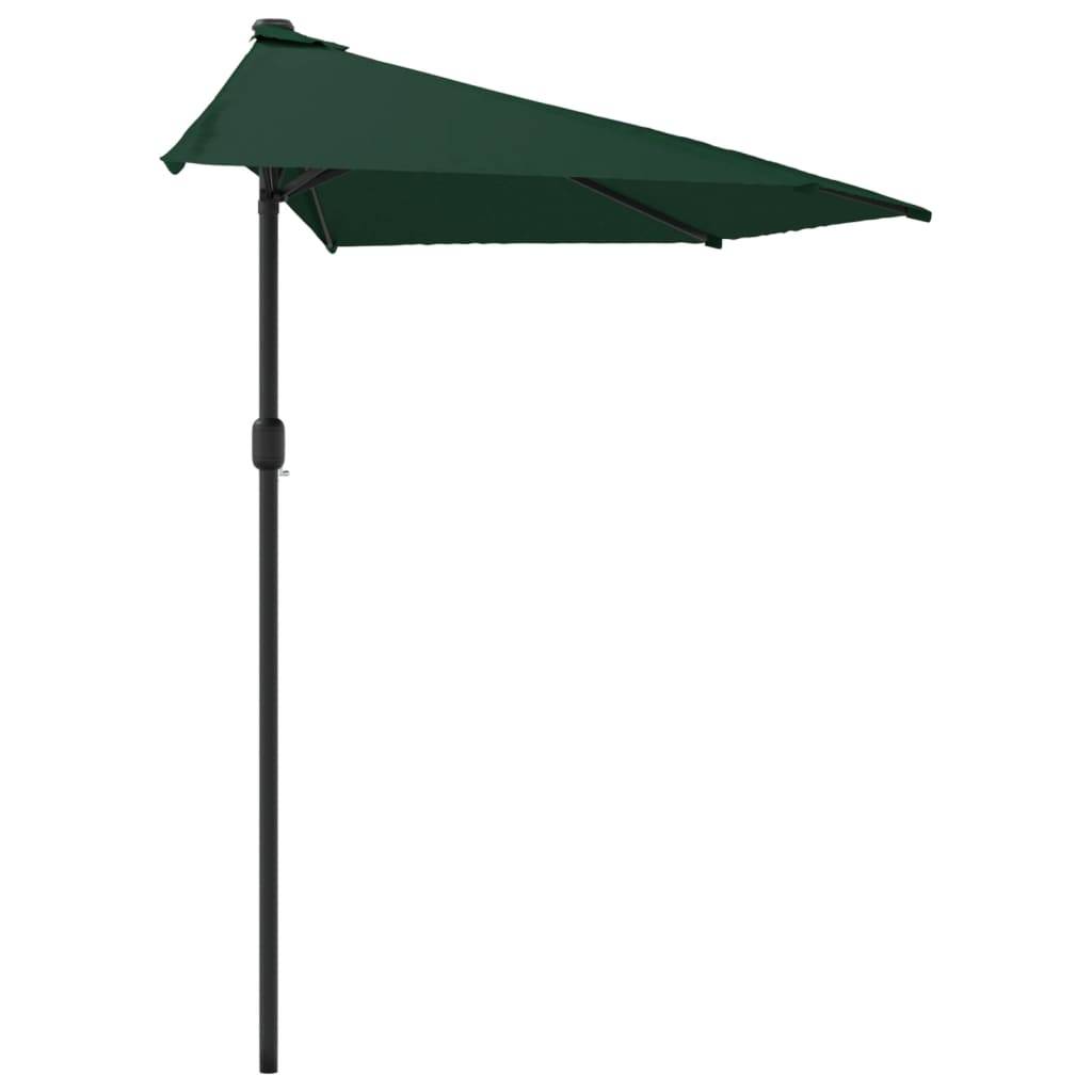 vidaXL Balkon-Sonnenschirm mit Alu-Mast Grün 300x155 cm Halbrund