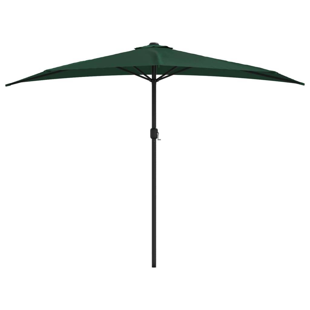 vidaXL Balkon-Sonnenschirm mit Alu-Mast Grün 300x155 cm Halbrund