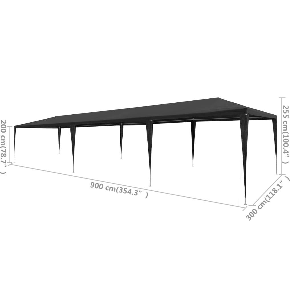 vidaXL Partyzelt 3x9 m PE Anthrazit