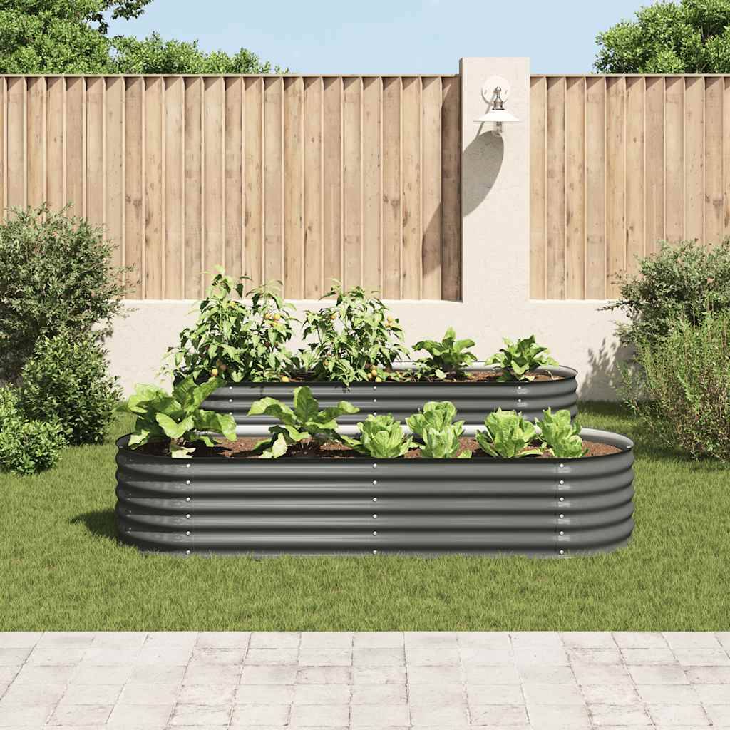 vidaXL Garten-Hochbeet 240x80x44 cm Verzinkter Stahl Grau